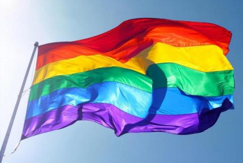Image of rainbow flag waving in the wind