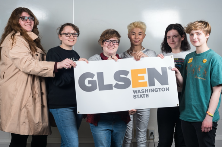 Students holding GLSEN Washington sign