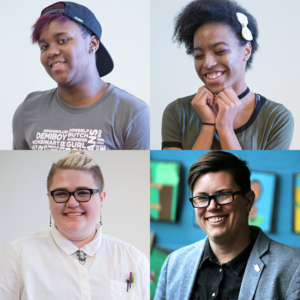 Headshots of 4 trans students and educators