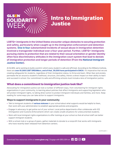 GLSEN 2022 Solidarity Week: Intro to Immigration Justice Resource