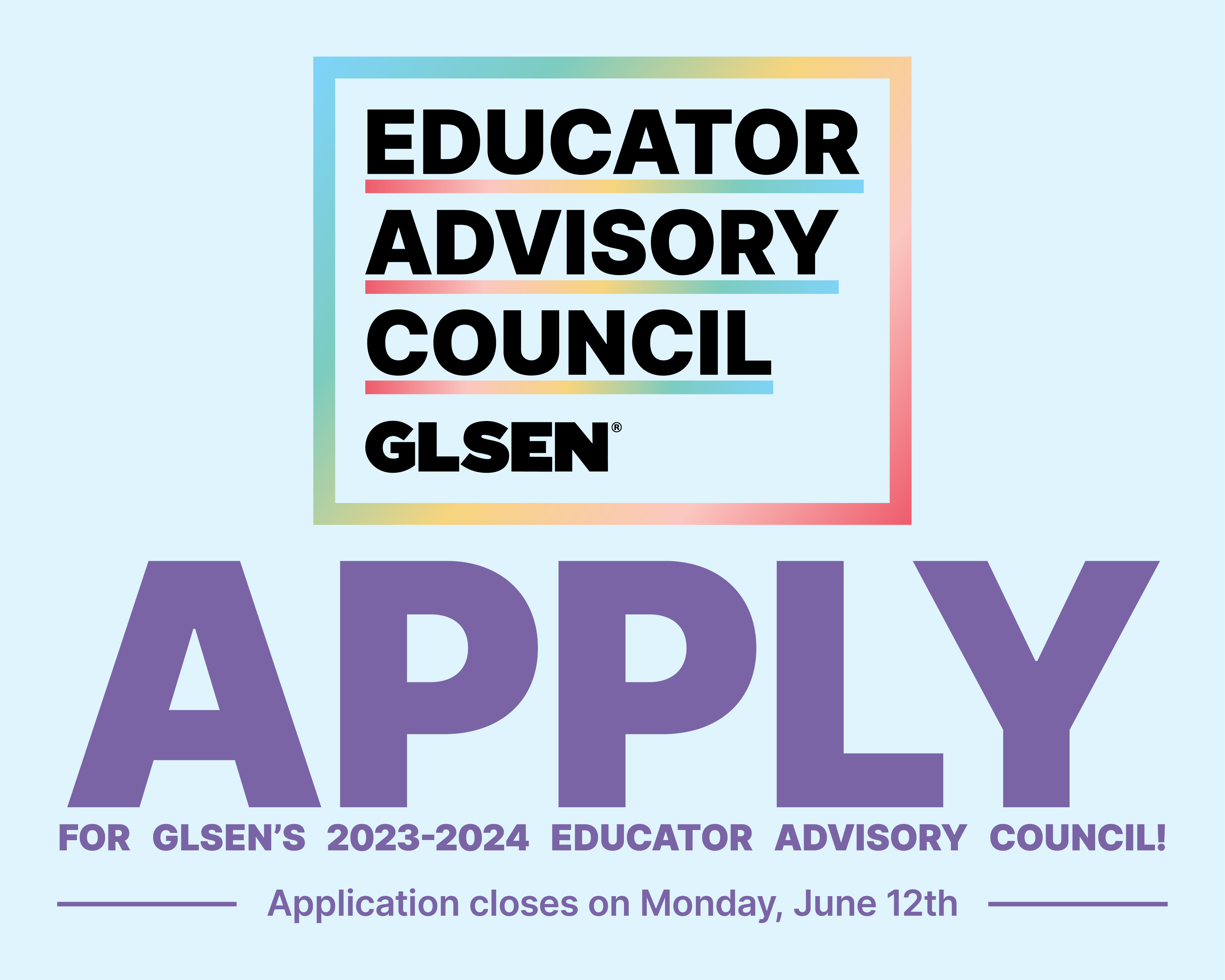 Apply for the Educator Advisory Council today! Applications are due June 12th. 