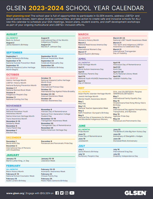 GLSEN 2023-24 School Year Calendar