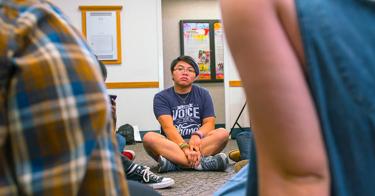 A photo of a student in a classroom