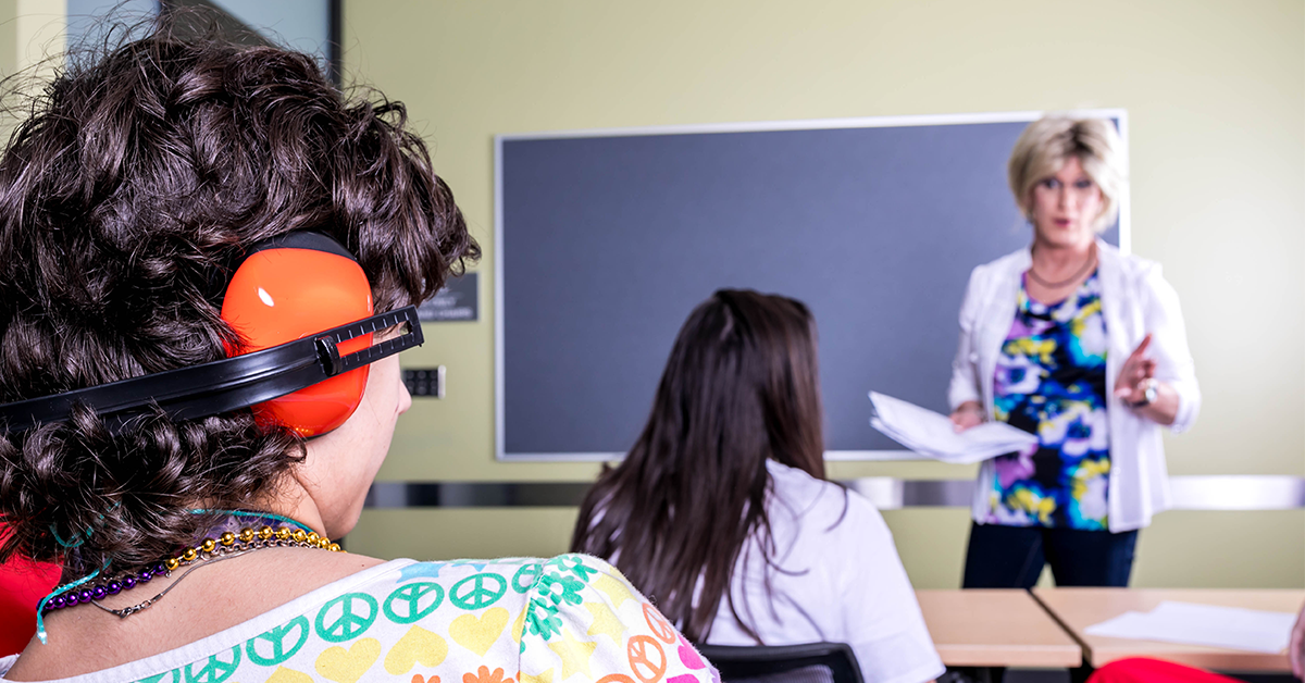 Picture of a student in a classroom