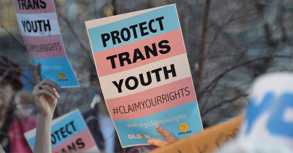 Photo of Protect Trans Youth sign at rally