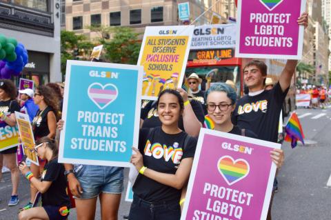 A group of students at the NYC 2017 Pride Parade.