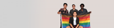 GLSEN Students Holding Rainbow Flag with Black and Brown stripe