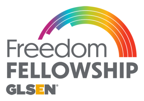 GLSEN Freedom Fellowship logo. There is a rainbow emblem to the right