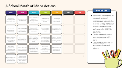 A school month of micro actions