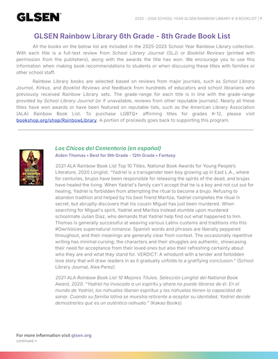 Cover of 6-8 2025-2026 Rainbow Library Book List